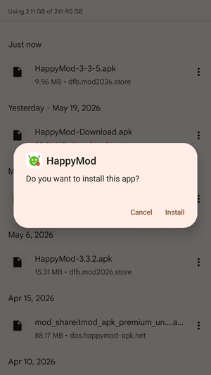 Android permission screen for installing APK from this source